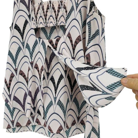 Chelsea28 Tank Top Tiered Flounce Cutout Back Cami Blouse 9986 M Geo Print - Picture 4 of 6